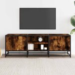 vidaXL Meuble TV chêne fumé 120x35x41 cm bois d'ingénierie et métal