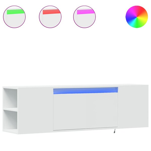 vidaXL Meuble TV mural avec lumières LED blanc 135x31x39 5 cm