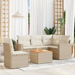 vidaXL Salon de jardin avec coussins 6 Pièces beige résine tressée