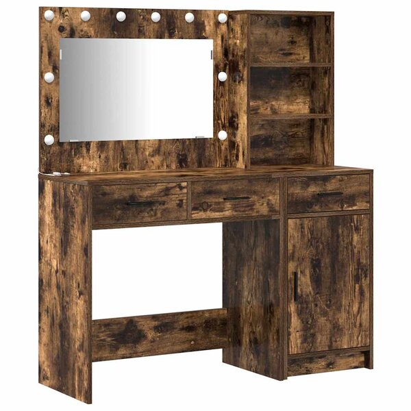 vidaXL Table de Toilette avec tiroir 2 Pièces Marron Bois d'ingénierie