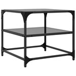vidaXL Tables basses avec dessus en verre noir 2 Pièces 50x50x45 cm acier