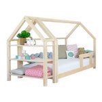 Lit cabane avec étagère 80 x 160 verni