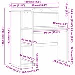 vidaXL Bureau tableau noir Blanc 120 x 45 x 118.5 cm Bois d'ingénierie
