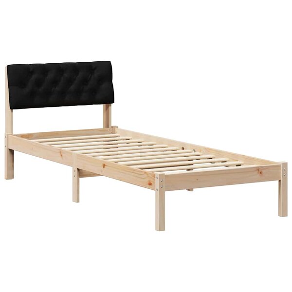 vidaXL Cadre de lit Marron et noir 80 x 200 cm Bois massif en pin