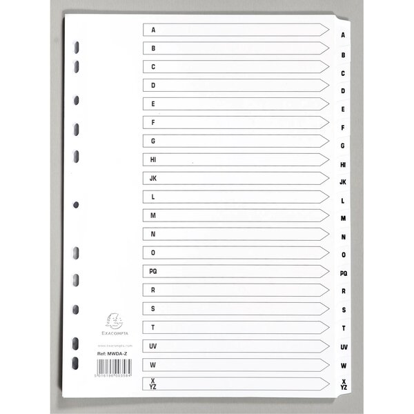 Intercalaires Imprimés À Touches Plastifiées - 20 Touches Az - A4 - Blanc - Exacompta