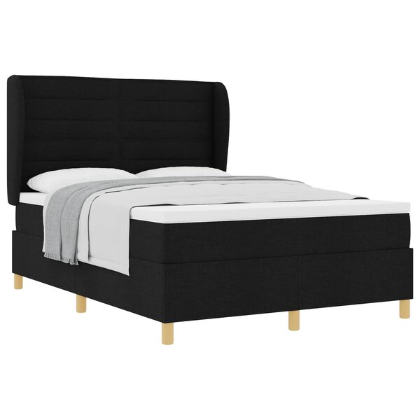 vidaXL Lit à ressorts avec matelas Noir 190 x 140 cm tissu