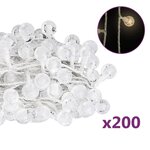 vidaXL Guirlande lumineuse Globe 20 m 200 LED Blanc chaud 8 fonctions