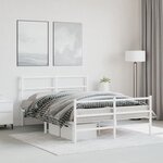 vidaXL Cadre de lit métal sans matelas et pied de lit blanc 140x200 cm