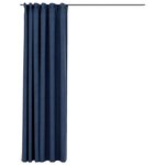 vidaXL Rideau occultant d'aspect de lin avec crochets Bleu 290x245 cm