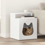 vidaXL Maison pour chat Blanc 42 5 x 40 x 53 5 cm Bois d'ingénierie