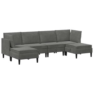 vidaXL Ensemble de meubles pour le salon 6 Pièces Gris foncé Velours