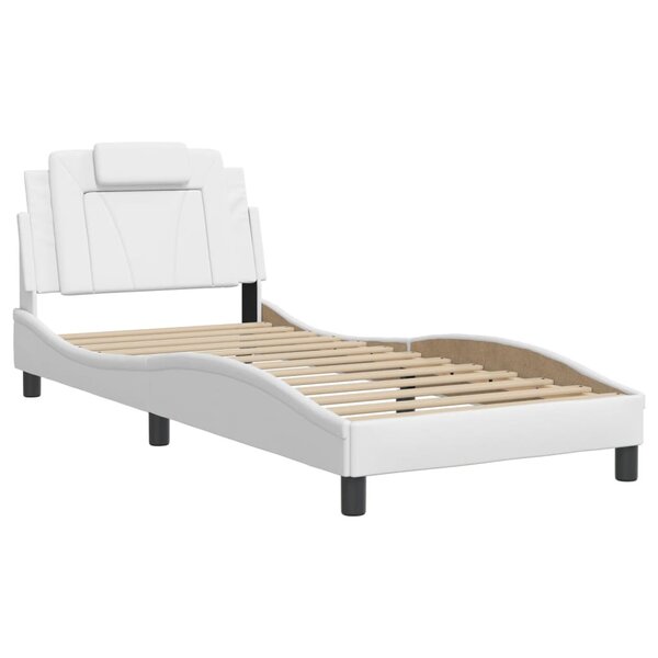 vidaXL Cadre de lit avec tête de lit Blanc 90x200 cm Similicuir