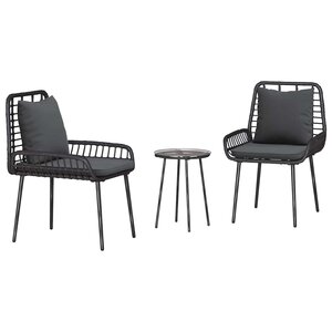 vidaXL Ensemble de salle à manger pour jardin 3 Pièces Noir et anthracite