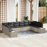 vidaXL Ensemble de canapé de jardin 10 Pièces Gris clair Poly rotin