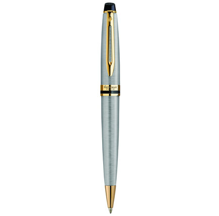 Waterman  expert stylo bille   acier inoxydable  recharge bleue pointe moyenne  coffret cadeau