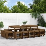 vidaXL Ensemble à manger de jardin 17 Pièces marron miel bois pin massif