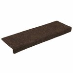vidaXL Tapis d'escalier autocollants 15 pièces 65 x 21 x 4 cm Marron Bord rectangulaire