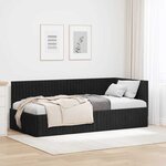 vidaXL Cadre de lit d'angle avec tête de lit Noir 90 x 200 cm Velours