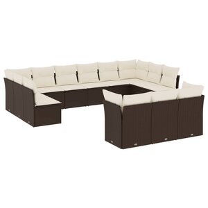 vidaXL Salon de jardin avec coussins 13 Pièces marron résine tressée