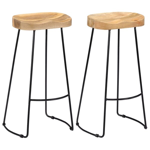 vidaXL Tabourets de bar Gavin lot de 2 bois de manguier massif