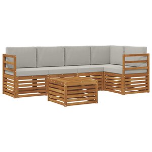 vidaXL Ensemble de canapé d'angle 6 Pièces Gris Naturel et Clair