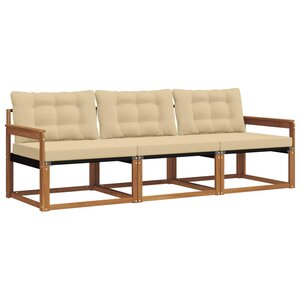 vidaXL Ensemble de canapés d'extérieur 3 pc Naturel et Beige
