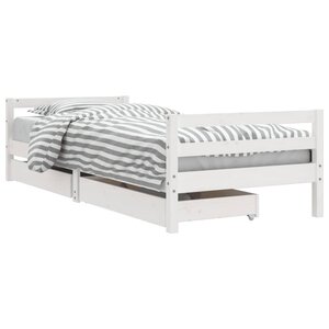 vidaXL Cadre de lit enfant tiroirs blanc 80x200 cm bois de pin massif