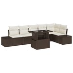 vidaXL Ensemble de jardin 7 pièces avec coussins - Rattan poly marron