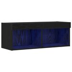 Buffet TV vidaXL avec éclairage LED Chêne noir 80x30x30 cm