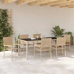 vidaXL Ensemble de salle à manger pour jardin 7 Pièces Beige et Noir