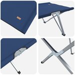 vidaXL Lit de camping pliant Bleu Métal  Tissu Standard Pliable