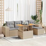 vidaXL Salon de jardin avec coussins 6 Pièces beige résine tressée