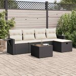 vidaXL Salon de jardin 6 Pièces avec coussins noir résine tressée