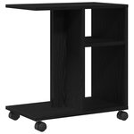 Table d'appoint vidaXL sur roulettes Noir Chêne 50x30x55 cm Bois d'ingénierie