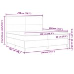vidaXL Lit à ressort LED Gris foncé et blanc 200 x 200 cm