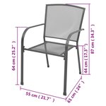 vidaXL Ensemble de bistro 3 Pièces Acier Anthracite