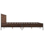 vidaXL Cadre de lit chêne marron 135x190 cm bois d'ingénierie et métal