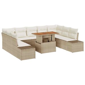vidaXL Ensemble de canapé de jardin 10 Pièces Beige Poly rotin