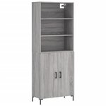 vidaXL Buffet haut Sonoma gris 69 5x34x180 cm Bois d'ingénierie