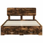 vidaXL Cadre de lit Chêne fumé 140 x 190 cm Bois d'ingénierie