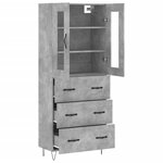vidaXL Buffet haut Gris béton 69 5x34x180 cm Bois d'ingénierie