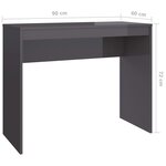 vidaXL Bureau Gris brillant 90x40x72 cm Bois d'ingénierie