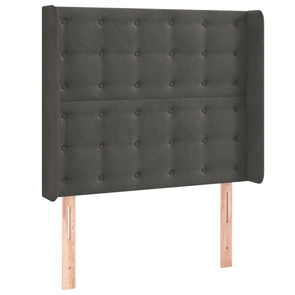 vidaXL Tête de lit avec oreilles Gris foncé 93x16x118/128 cm Velours