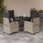 vidaXL Ensemble à manger de jardin et coussins 5 Pièces gris clair rotin