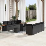 vidaXL Ensemble de canapé de jardin 11 Pièces Noir polyrotin
