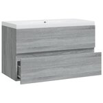 vidaXL Meuble lavabo avec bassin intégré Sonoma gris Bois d'ingénierie