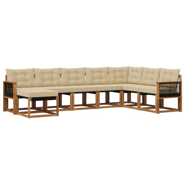vidaXL Ensemble de canapés d'extérieur 8 pc Naturel et Beige