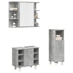 vidaXL Ensemble de meubles de salle de bain 3 Pièces gris béton