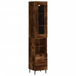 vidaXL Buffet haut Chêne fumé 34 5x34x180 cm Bois d'ingénierie