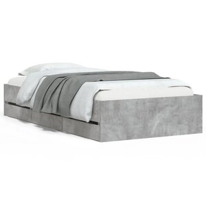 vidaXL Cadre de lit avec tiroirs sans matelas gris béton 75x190 cm